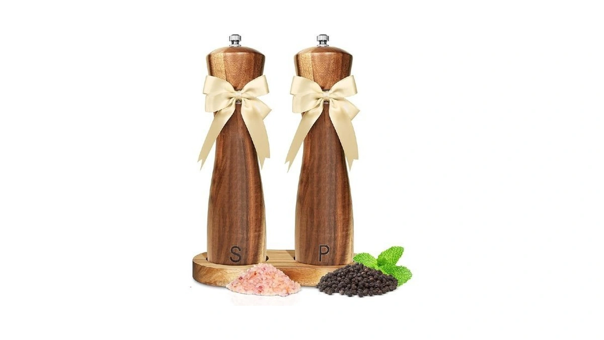 Gohoki Salt And Pepper Grinder Set: Acacia Wood With Ceramic