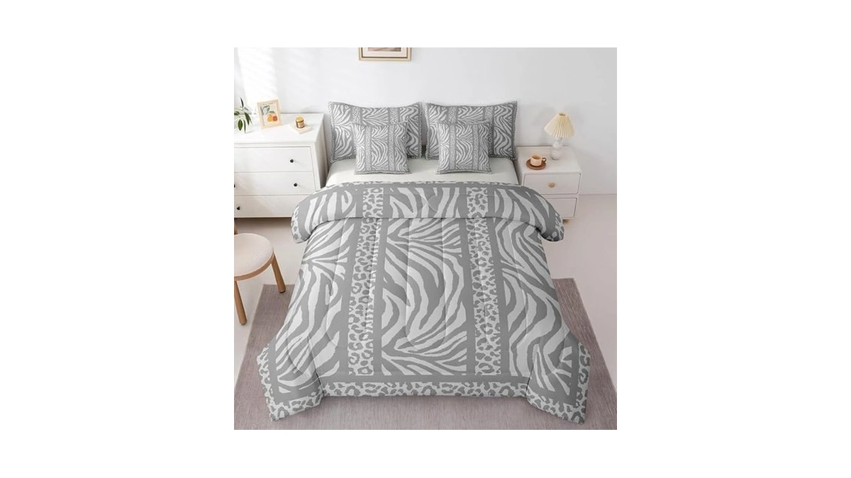 Feelyou Zebra Leopard Print Comforter Set With Sheets 7 Piece