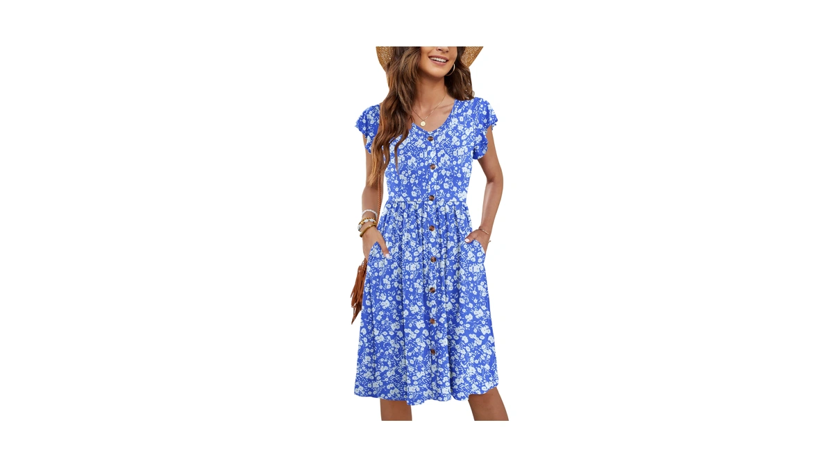 Wneedu Summer Dress For Women 2026 Boho Swing Elastic Waist