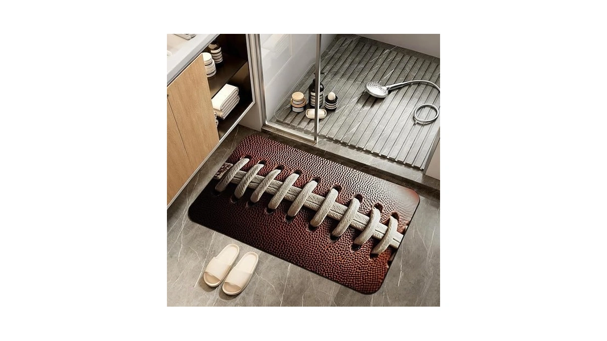 Zthll Football Texture Bathroom Rugs,bath Mats For Bathroom,laces Stripes Low