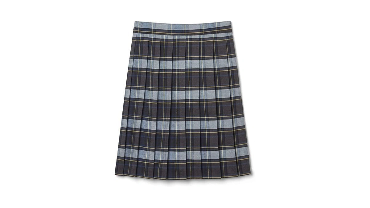 French Toast Girls' Adjustable Waist Mid Length Plaid Pleated Skirt,