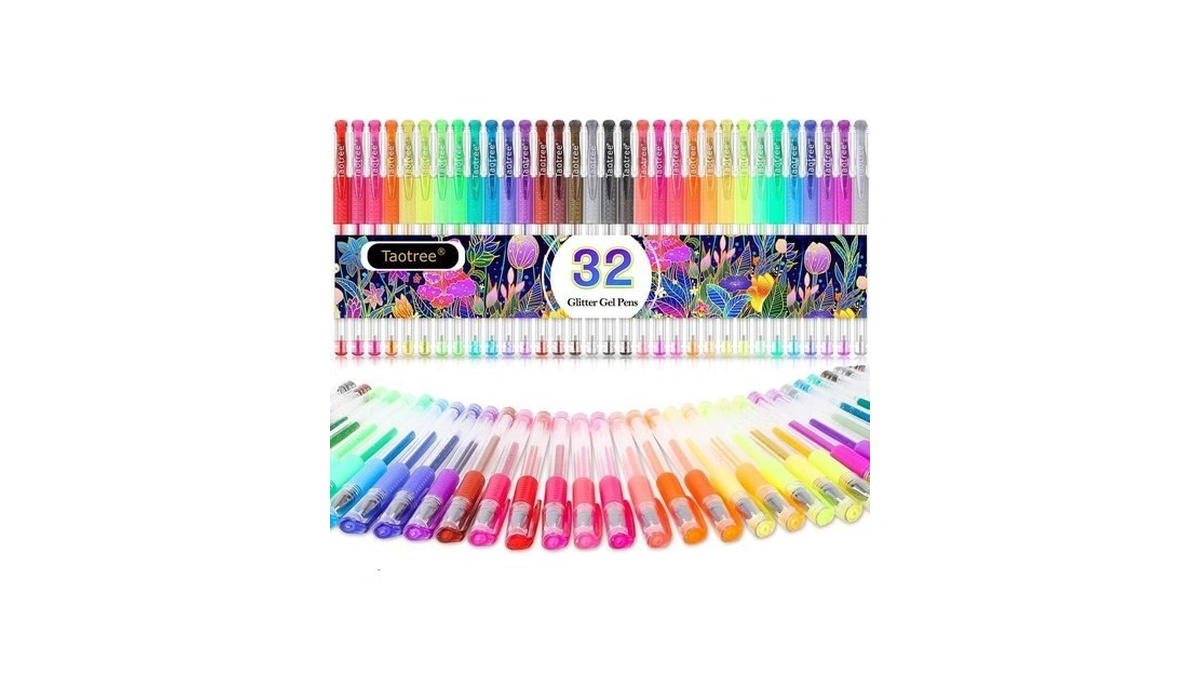 Taotree Glitter Gel Pens, 32 Colors Neon Glitter Pens Fine
