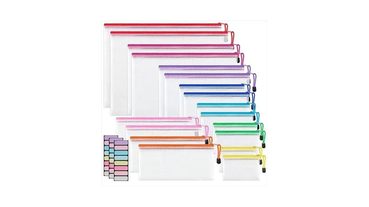 Jarlink 18 Pack 8 Sizes Mesh Pouch, 9 Colors, Waterproof