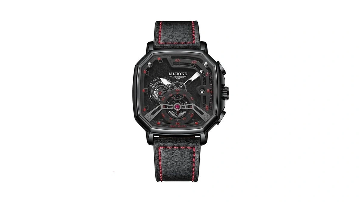 Liluoke Men’s Skeleton Watch – Mechanical-style Quartz Wristwatch With Leather
