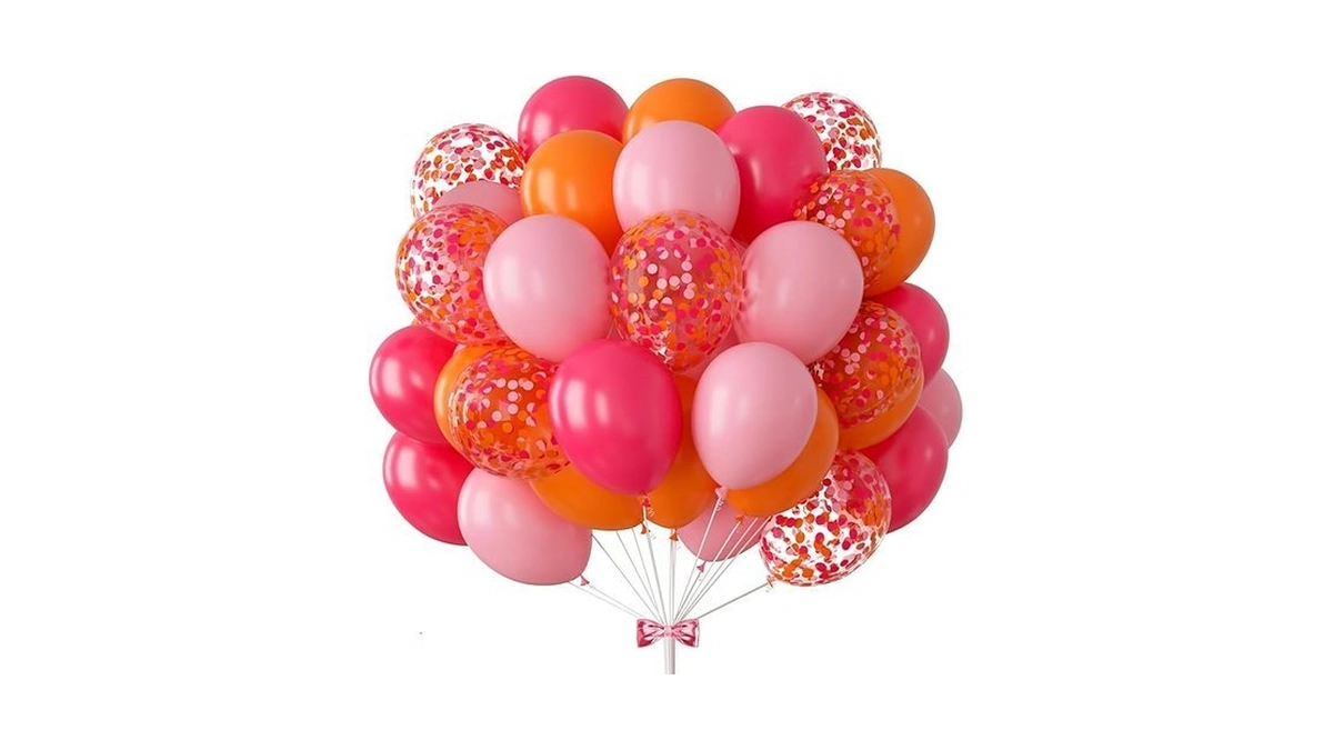 Hot Pink & Orange Balloon Arch Kit 73pcs - 12in