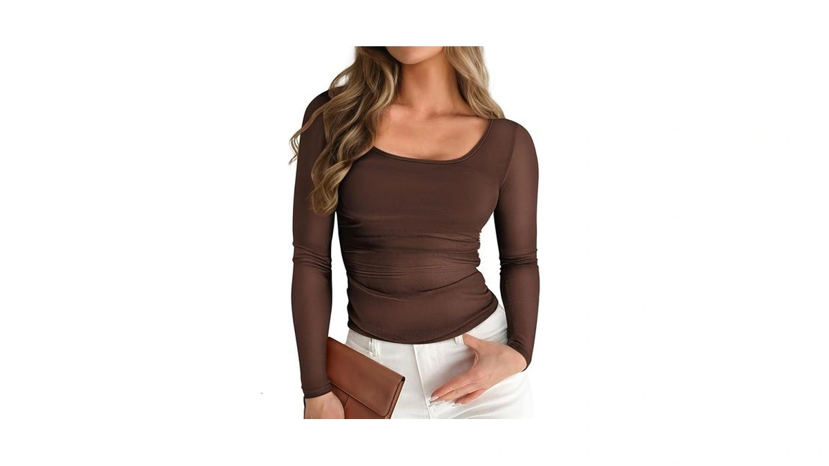 Pink Queen Mesh Shirt Women Long Sleeve Ruched Tummy Control