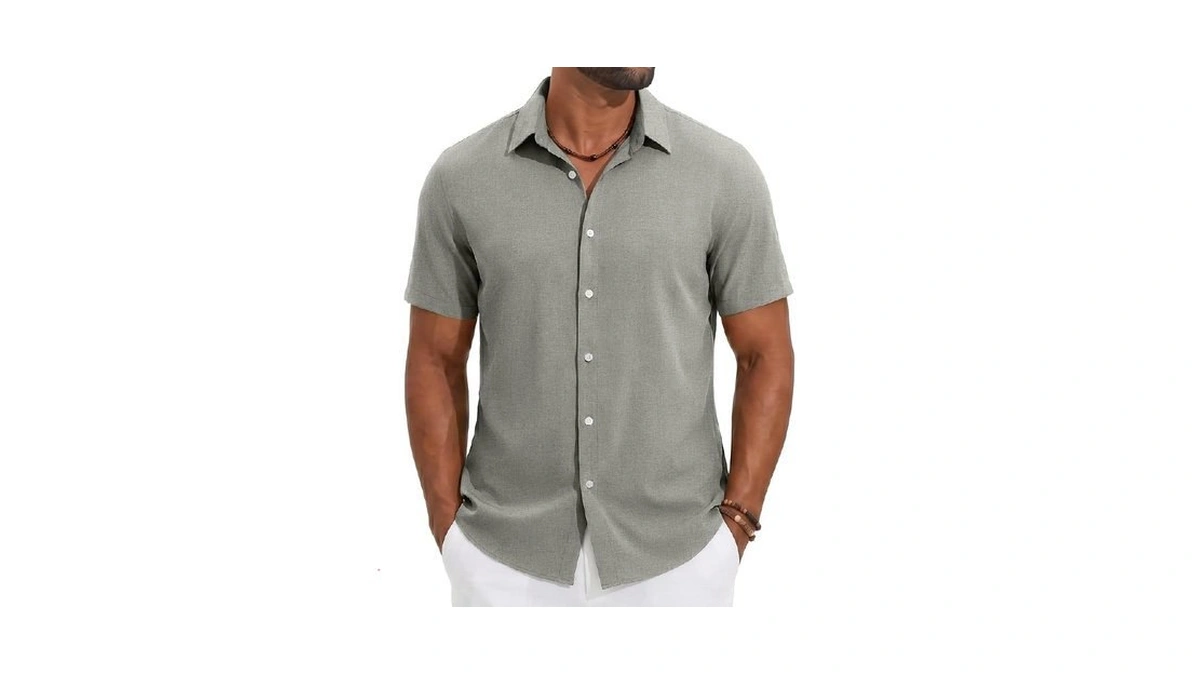 Coofandy Men's Button Down Shirt Short Sleeve Casual Shirts Summer