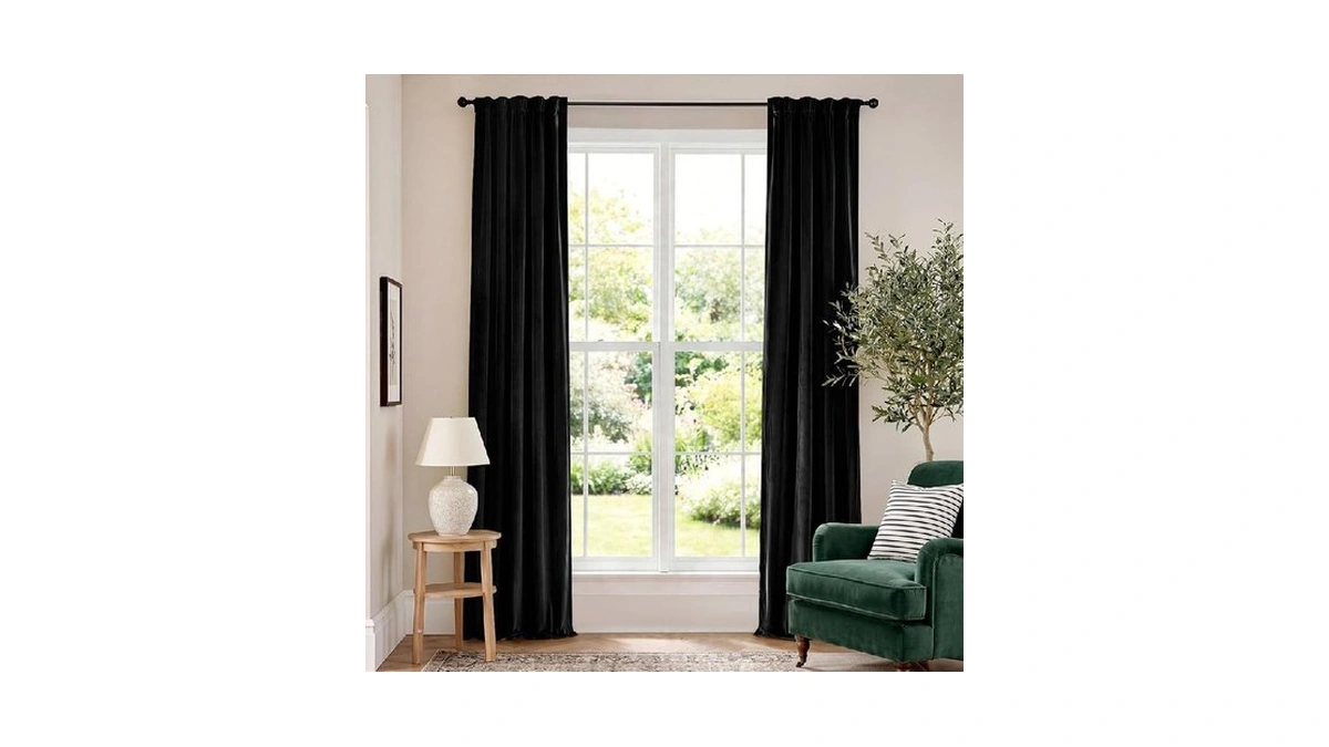 Lazzzy Velvet Blackout Curtains Thermal Insulated Room Window Drapes Super