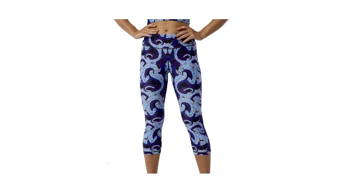 Uiuo-uipeu Women's Tummy Control Yoga Capri Pants Workout Leggings With