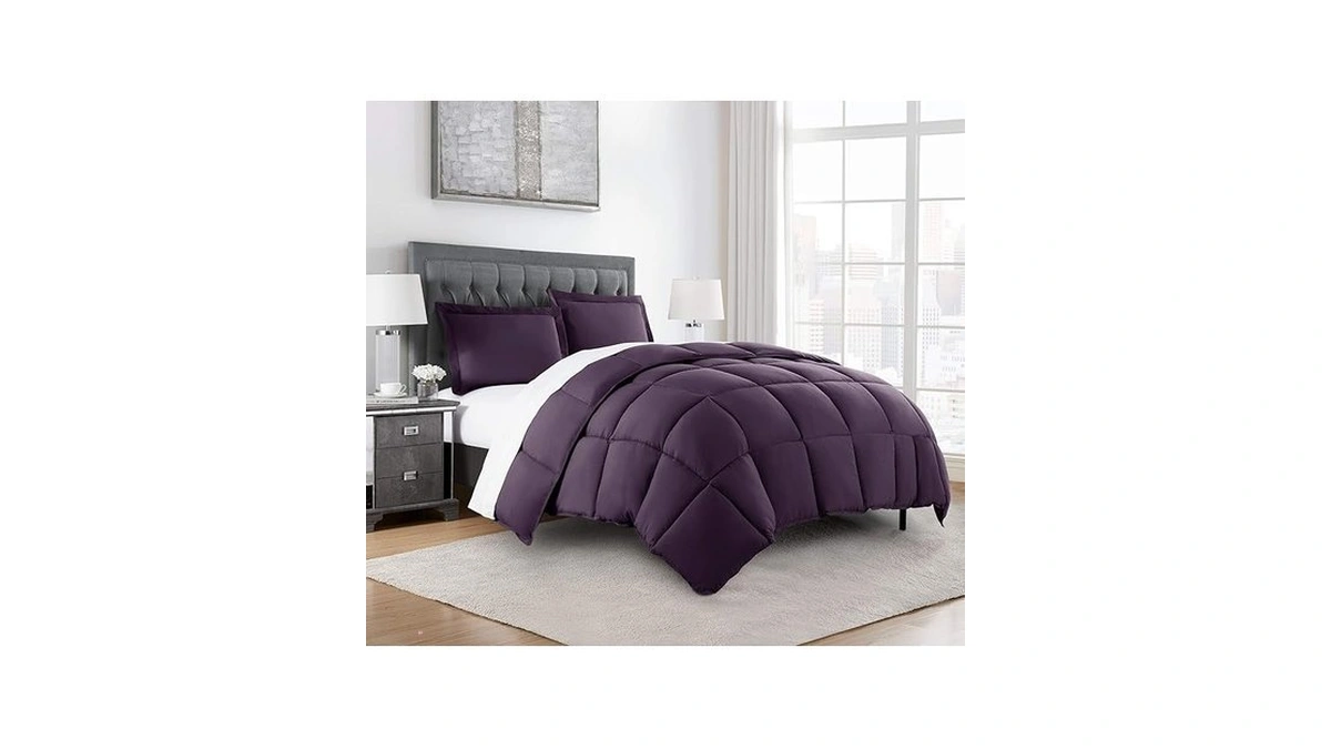 Chezmoi Collection 2-piece All Season Twin Comforter Set Dark Purple,