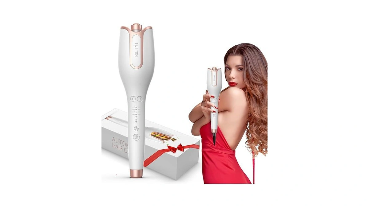 Bujiyi Automatic Rotating Curling Iron, Automatic Hair Curler, 4 Temperature