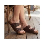 Zurin Genuine Leather Platform Sandals For Women，cork Footbed Wedge Chunky