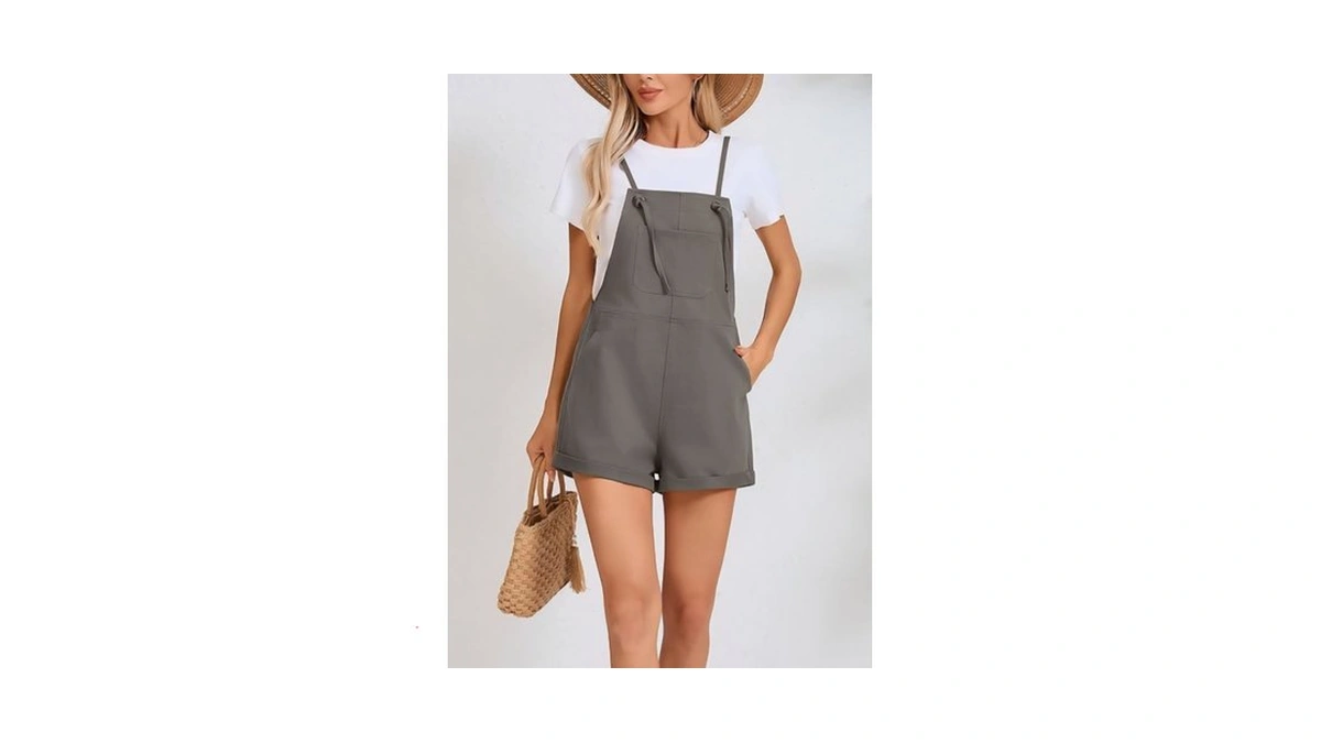 Korsis Overalls For Women Summer Gray Large Casual Loose Fit