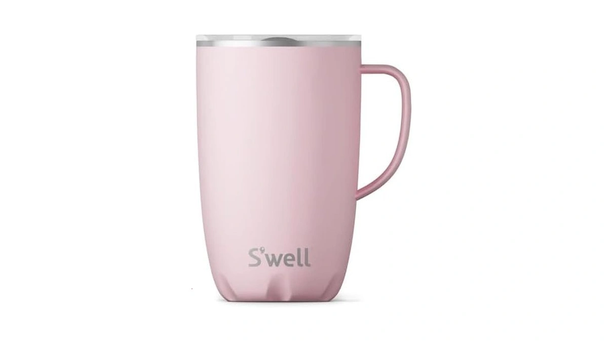 S'well Stainless Steel Mug With Handle, 16oz, Pink Topaz, Triple