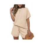 Fisoew Womens 2 Piece Lounge Sets 2026 Summer Short Sleeve