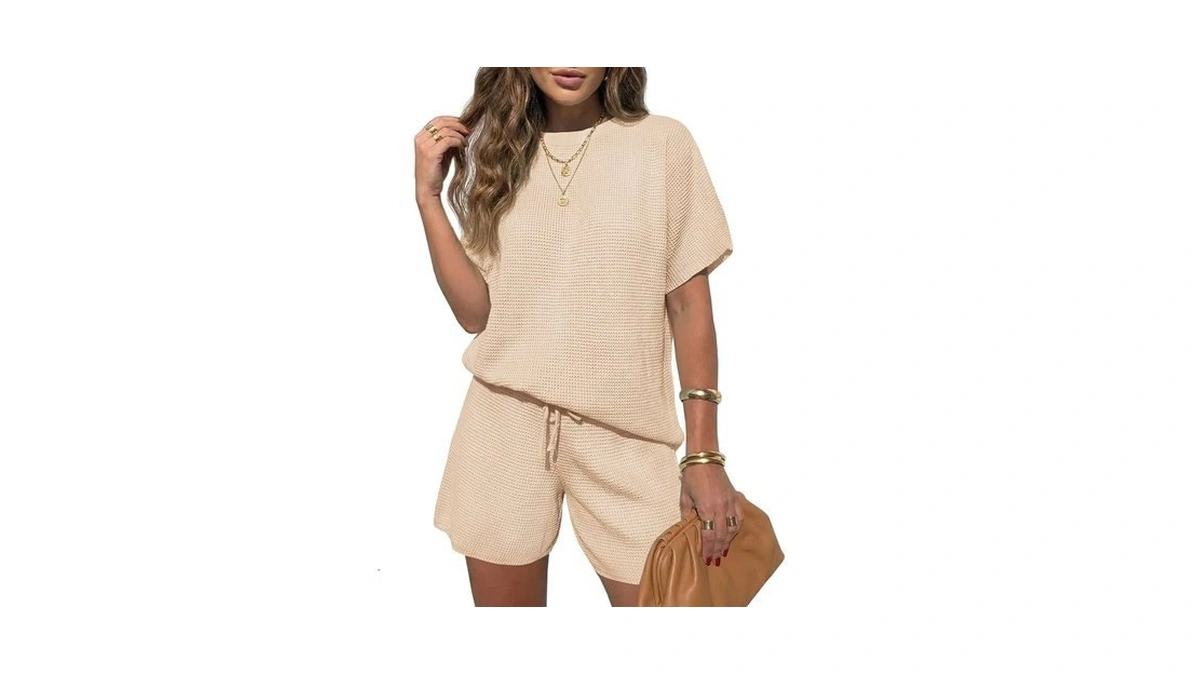 Fisoew Womens 2 Piece Lounge Sets 2026 Summer Short Sleeve