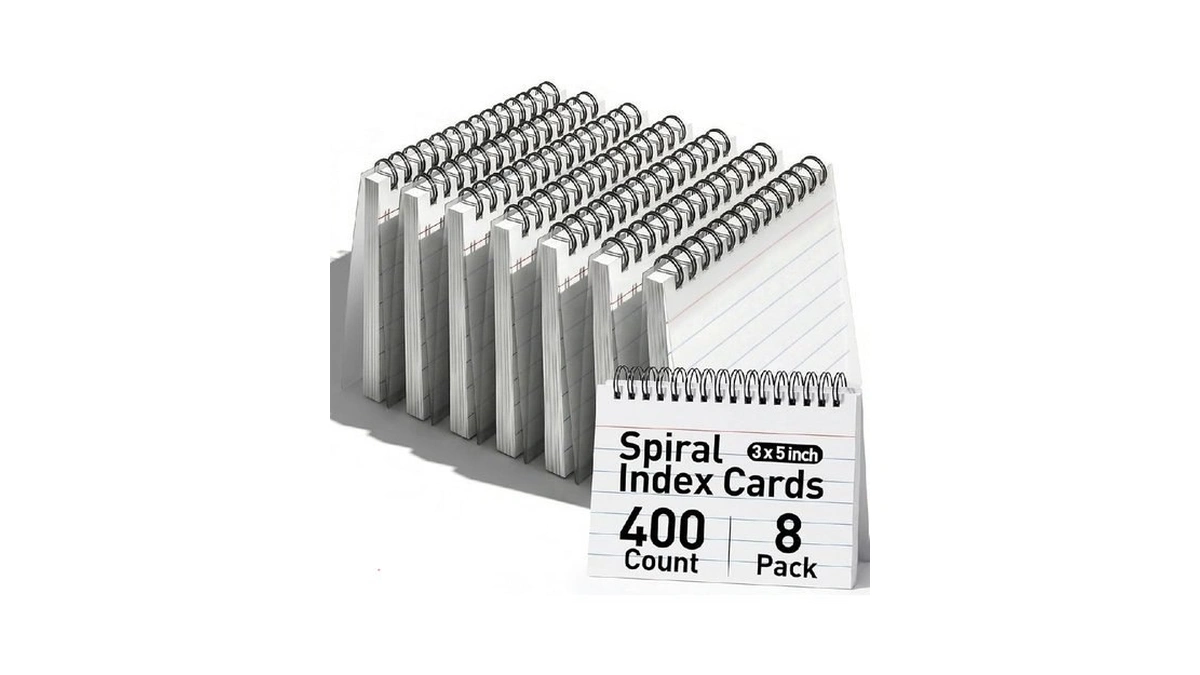 Koogel Spiral Index Cards 3x5 Ruled, 400 Count (5 Packs