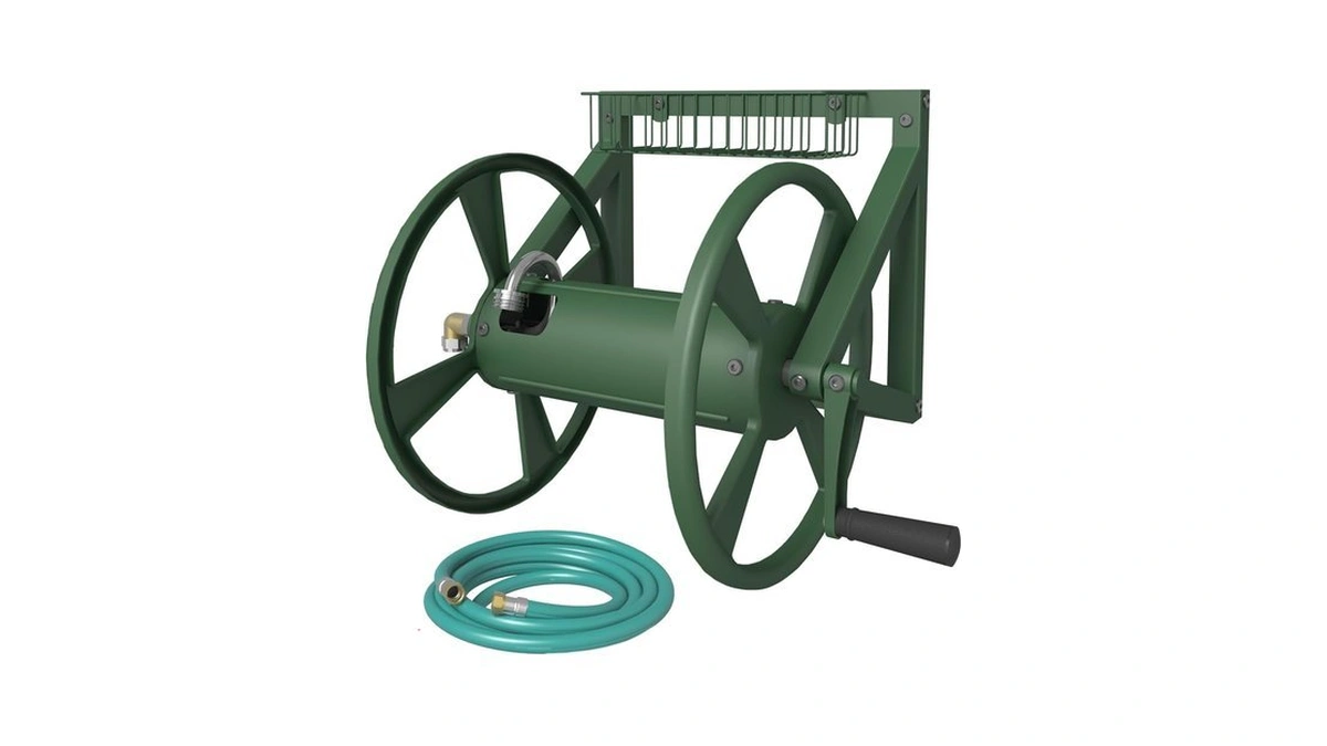 Artigarden Triangle Wall Mounted Garden Hose Reel, Outdoor Heavy-duty Water