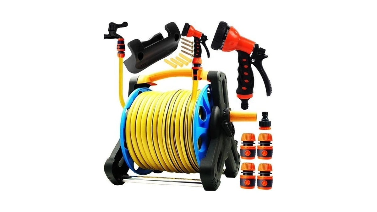 Portable Garden Hose Reel With 131 Foot And 6.5 Foot