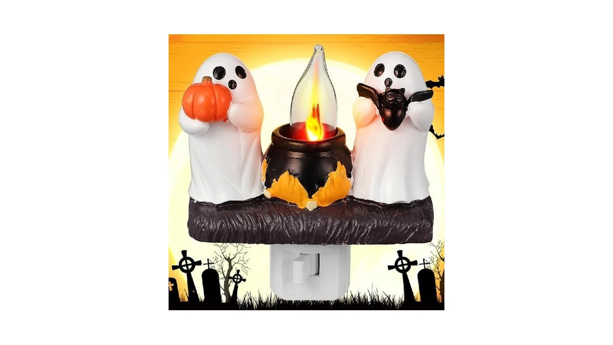 Heallily Ghost Campfire Nightlight, 3d Led Flickering Night Light Plug
