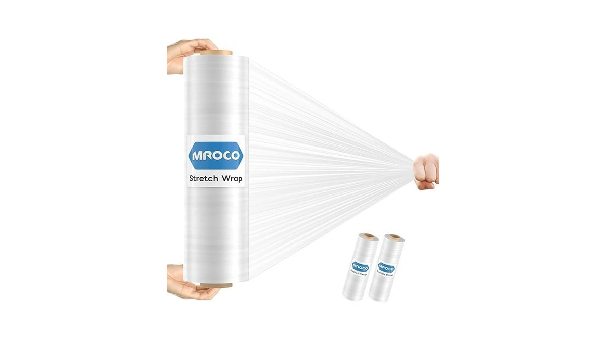 Mroco Stretch Wrap, 1000 Feet 60 Gauge Clear Stretch Film