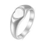 Myneney Stainless Steel Heart Signet Rings Wedding Bands| Engagement Ring