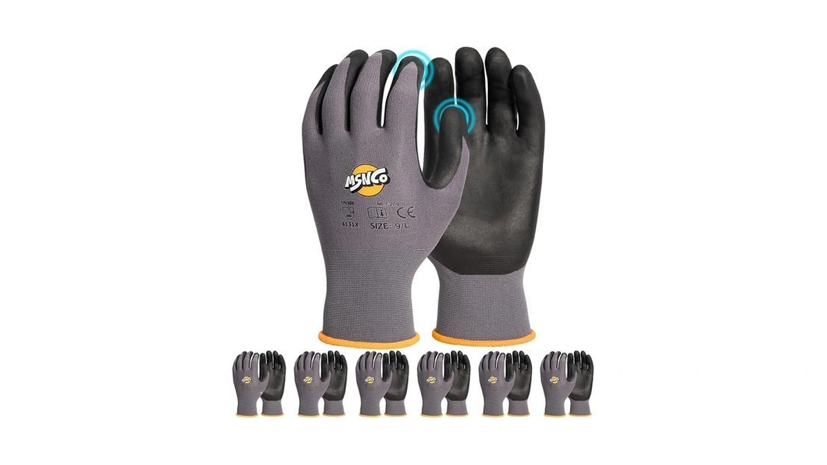Msnco Safety Work Gloves 6/12 Pairs Micro Foam Nitrile Coated