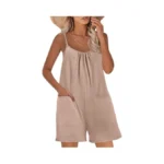 Nfsion Womens Casual Sleeveless Romper Loose Spaghetti Strap Shorts Overalls