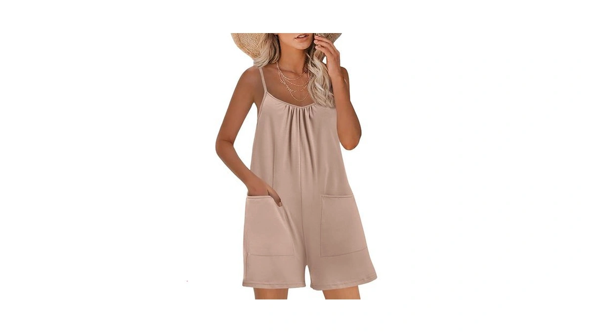 Nfsion Womens Casual Sleeveless Romper Loose Spaghetti Strap Shorts Overalls