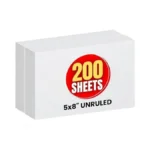 1intheoffice Unruled Index Cards 5x8, Blank Flash Cards, White, 100