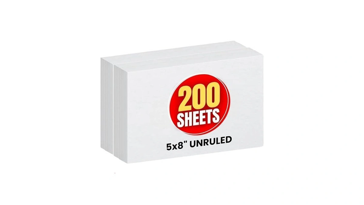 1intheoffice Unruled Index Cards 5x8, Blank Flash Cards, White, 100