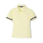 French Toast Toddler Girls Short Sleeve Ribbon Bow Blouse, Yellow,