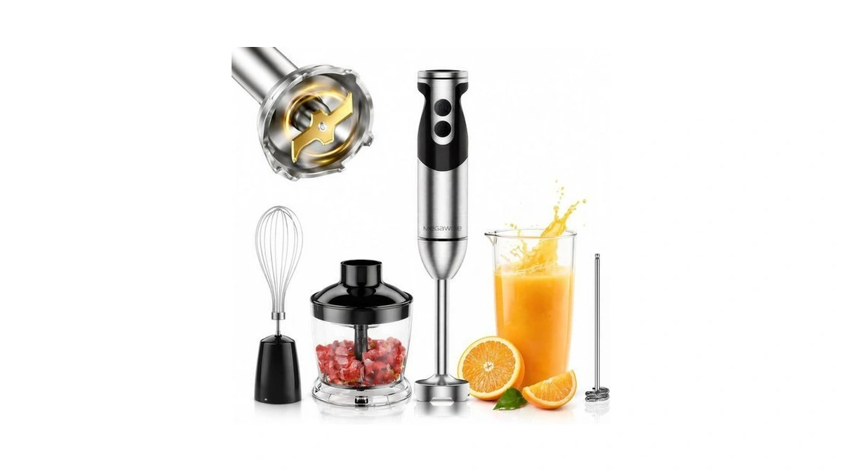 Megawise 5-in-1 Hand Blender, Powerful Immersion Stick Blender With Titanium