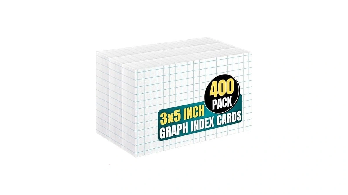 1intheoffice Graph Ruled Index Cards 3x5, Index Cards Grid Ruled,