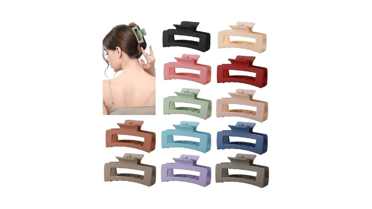 12 Pcs Square Hair Claw Clips For Women And Girls,