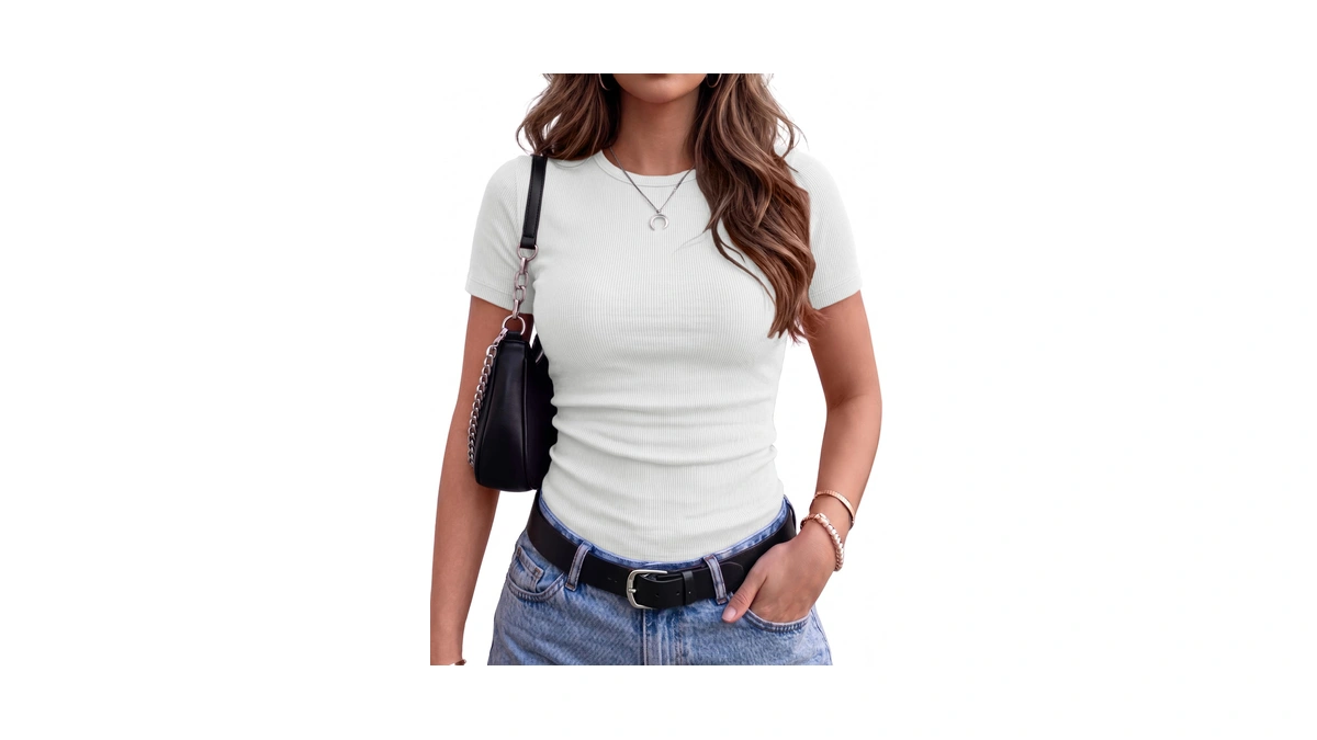 Zeagoo White Short Sleeve Tops For Women Summer Basic Tees