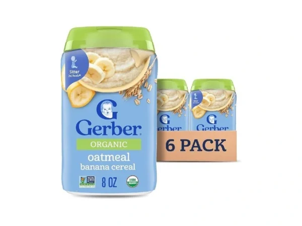 Gerber Stage 2 Baby Food, Organic Oatmeal Banana Cereal, Whole