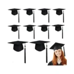 Drabpoi 10 Pcs Black Graduation Cap With Tassel Adjustable Adult