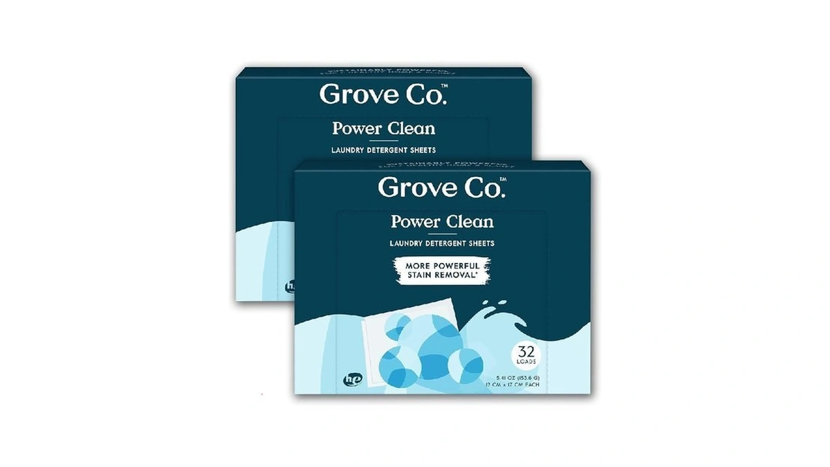 Grove Co. Laundry Detergent Sheets, Power Clean Dissolving Washer Sheets