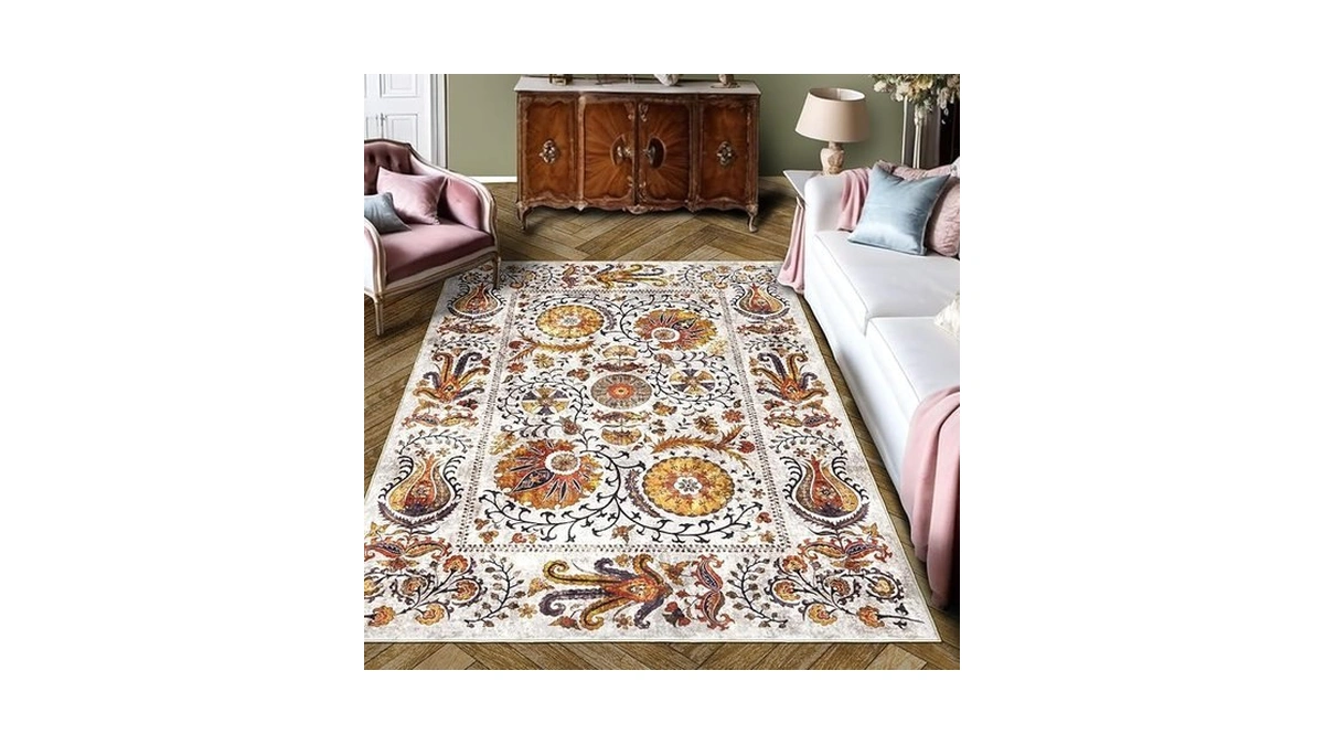5x7 Area Rugs For Living Room Washable, Non-curling Living Room