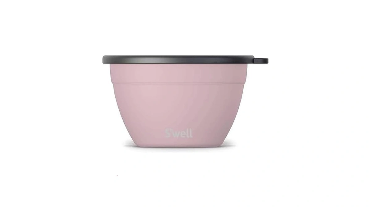S’well Stainless Steel 64oz Salad Bowl Kit, Pink Topaz Color,
