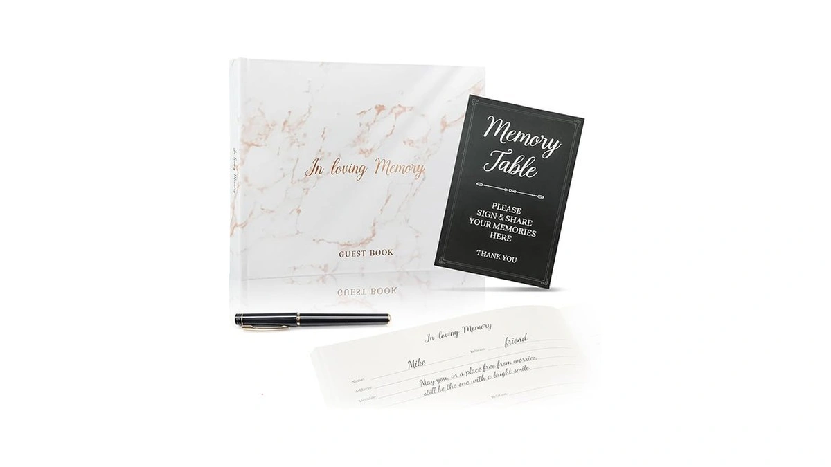 Gatyko Funeral Guest Book For Memorial Service - Leather Memory
