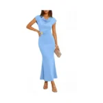 Zesica Women's Summer Cowl Neck Bodycon Dress 2026 Cap Sleeve