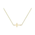 Pnny Amda Gold Cross Necklace: 14k Gold Sideways Cross Necklace