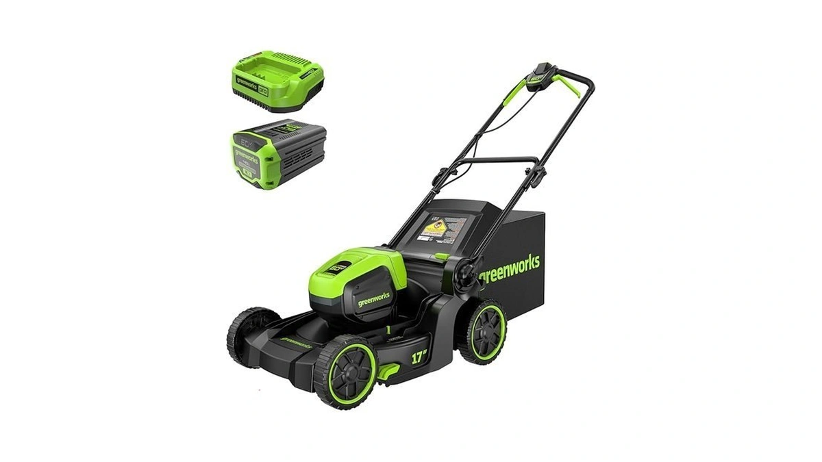 Greenworks 60v 17" Brushless Cordless Push Lawn Mower, 2-in-1 Mulching/bagging,
