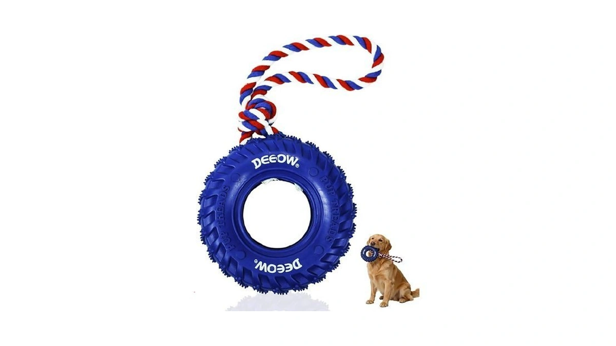 Deeow Dog Tire Toy-2026 Upgraded, Treat Dispensing Chew Toy For