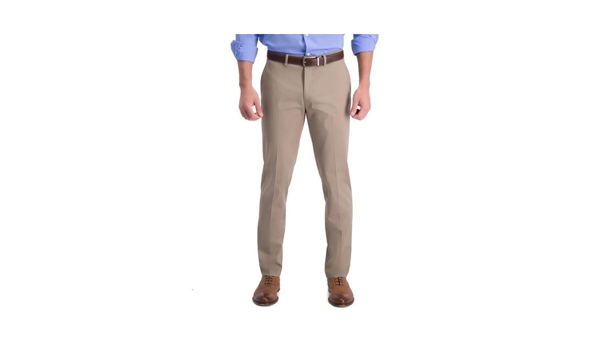 Haggar Men's Iron Free Premium Khaki Slim-straight Fit Flat Front