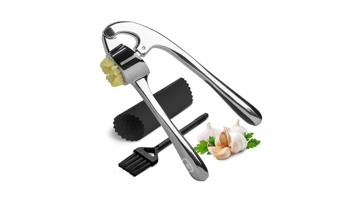 Garlic Press Crusher & Mincer – Easy Squeeze Ergonomic Handle,