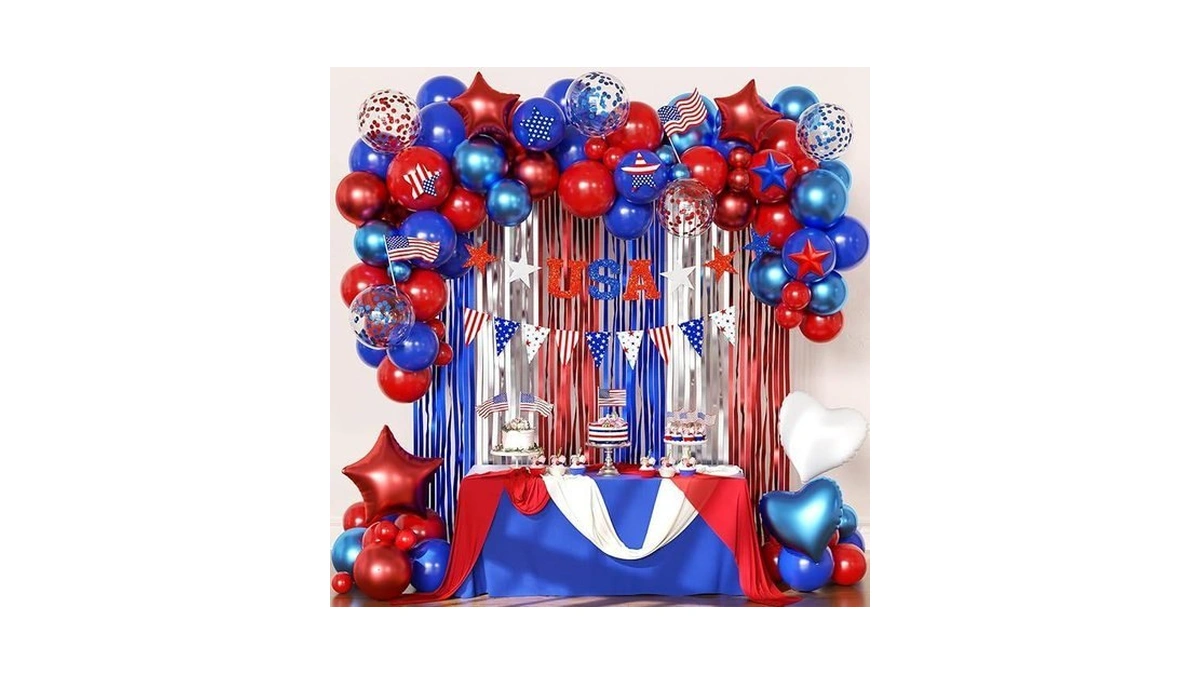 4th Of July Decorations, Red Blue White Balloons Confetti Foil