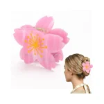 Pink Camellia Acetate Hair Claw Clip For Women, Cute Elegant